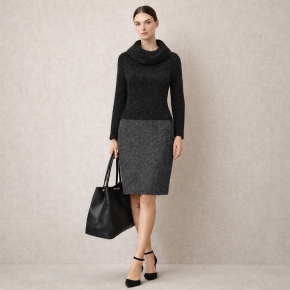 WEEKEND BY MAX MARA Sweater Dress Wool Blend Turtleneck Long Sleeve Midi Knit - Picture 5 of 11